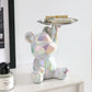 Keramikvergoldete Bärenfigur Spardose mit Ablagefach, geeignet für Schlüssel, Kosmetik und Süßigkeiten, Schreibtischdekoration