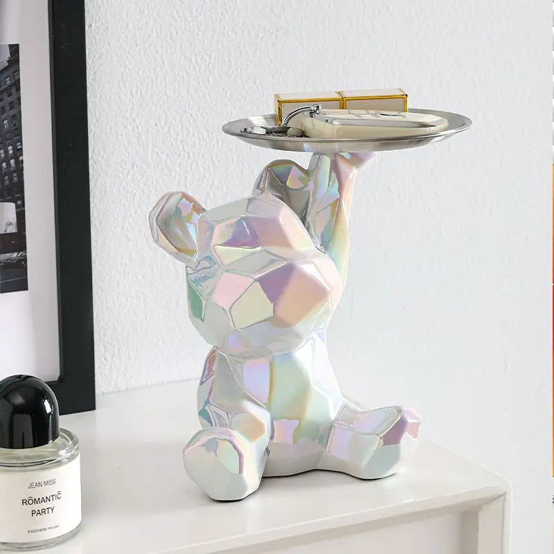 Keramikvergoldete Bärenfigur Spardose mit Ablagefach, geeignet für Schlüssel, Kosmetik und Süßigkeiten, Schreibtischdekoration