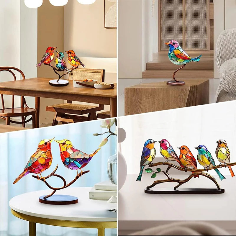 Kreative Vogelskulptur aus Metall und Acrylglas für Büro und Wohnzimmer