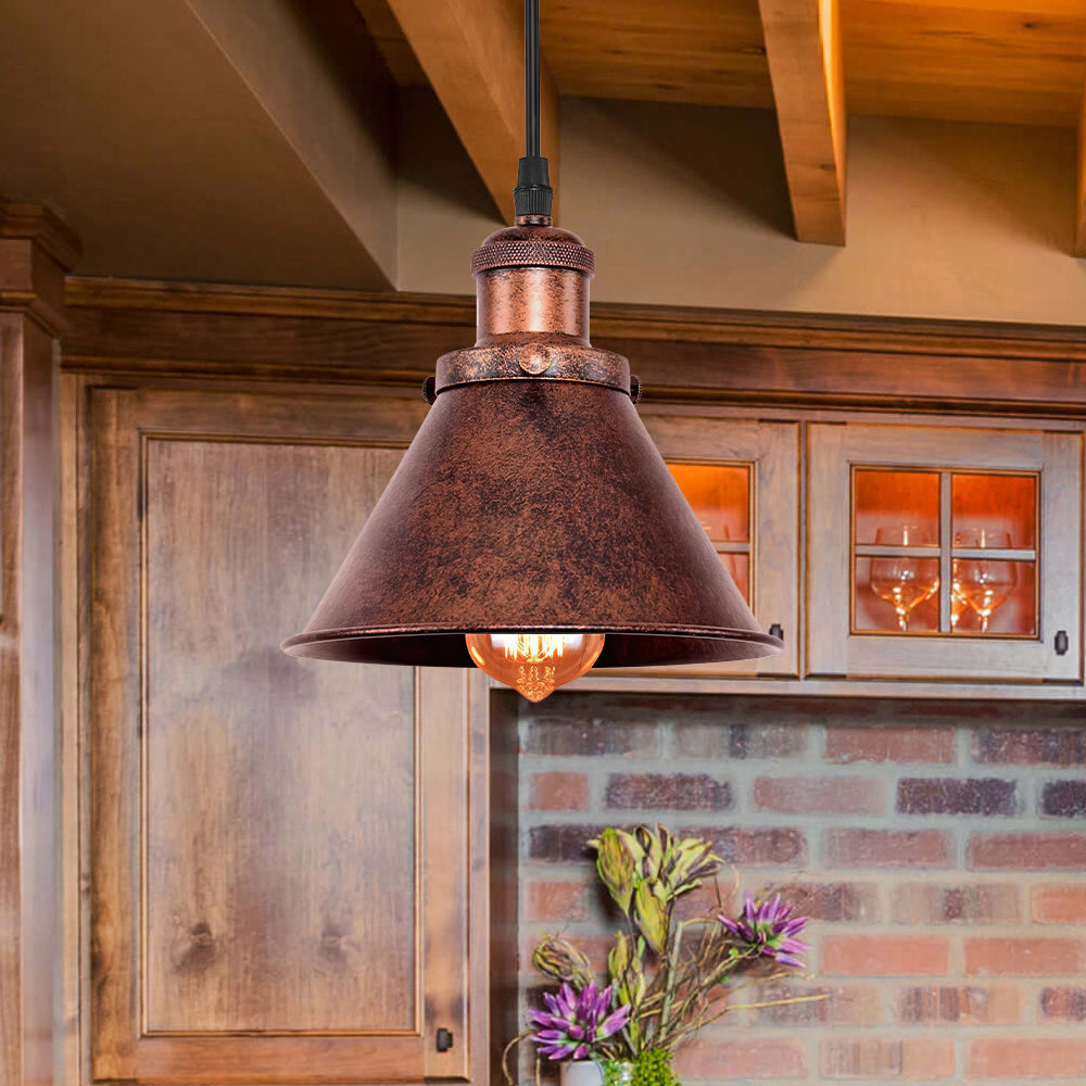 Industrielle Vintage-Antik-Kupfer-Pendelleuchte