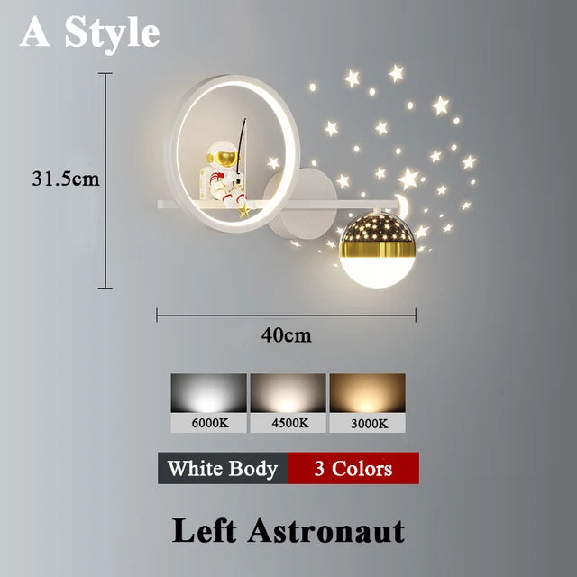 Moderne LED-Wandlampe im Weltraumstil für Kinderzimmer