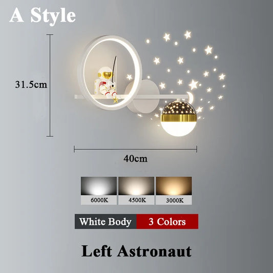 Moderne LED-Wandlampe im Weltraumstil für Kinderzimmer
