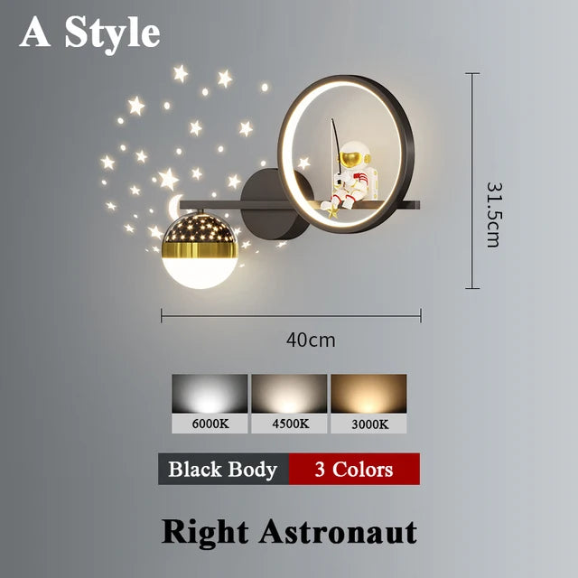 Moderne LED-Wandlampe im Weltraumstil für Kinderzimmer