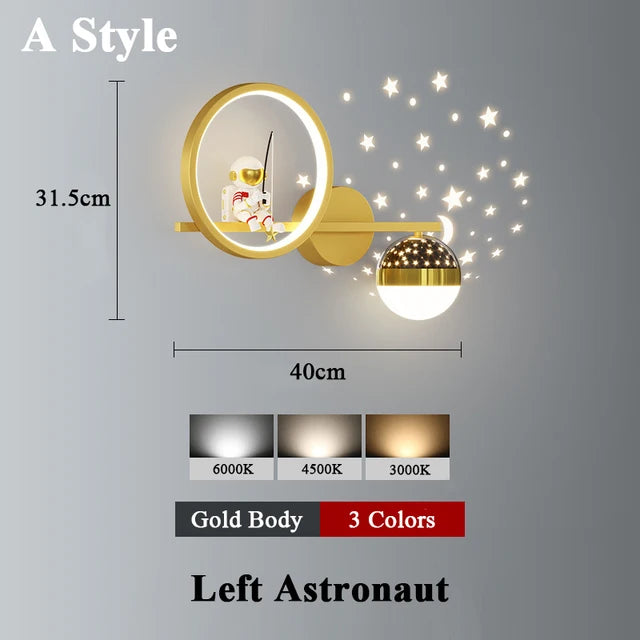 Moderne LED-Wandlampe im Weltraumstil für Kinderzimmer