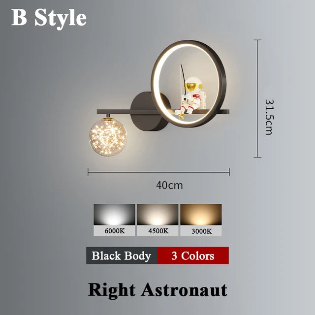 Moderne LED-Wandlampe im Weltraumstil für Kinderzimmer