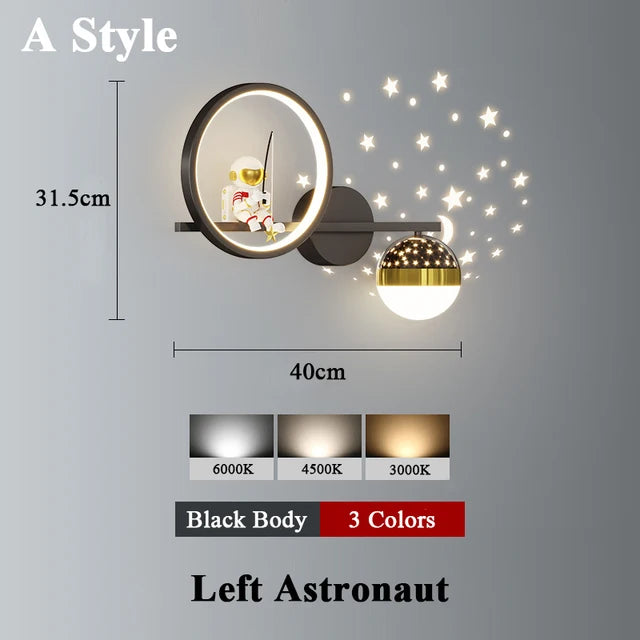 Moderne LED-Wandlampe im Weltraumstil für Kinderzimmer