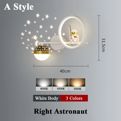 Moderne LED-Wandlampe im Weltraumstil für Kinderzimmer