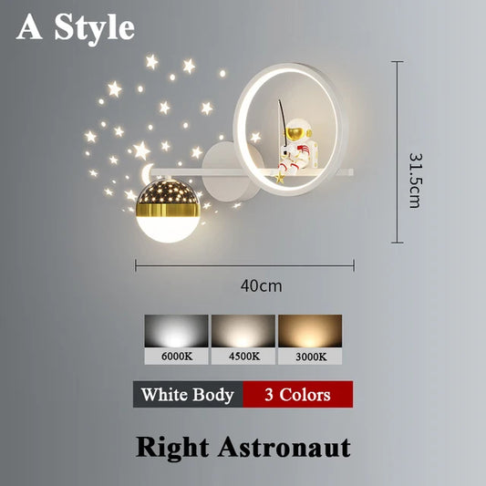 Moderne LED-Wandlampe im Weltraumstil für Kinderzimmer