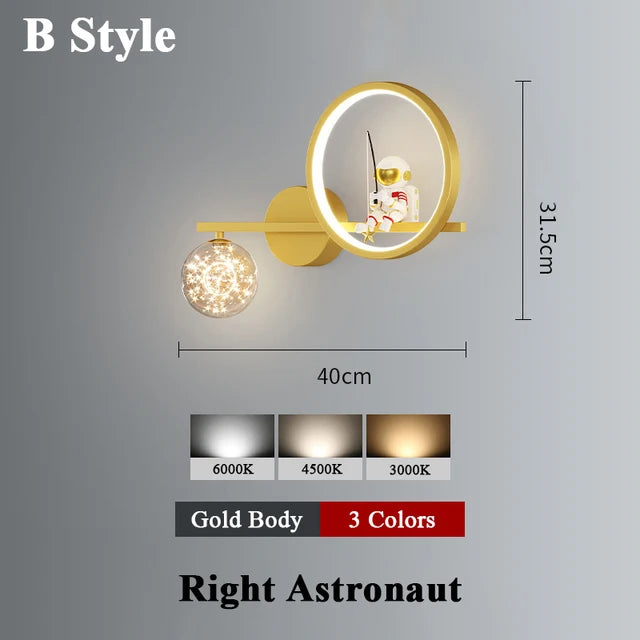 Moderne LED-Wandlampe im Weltraumstil für Kinderzimmer