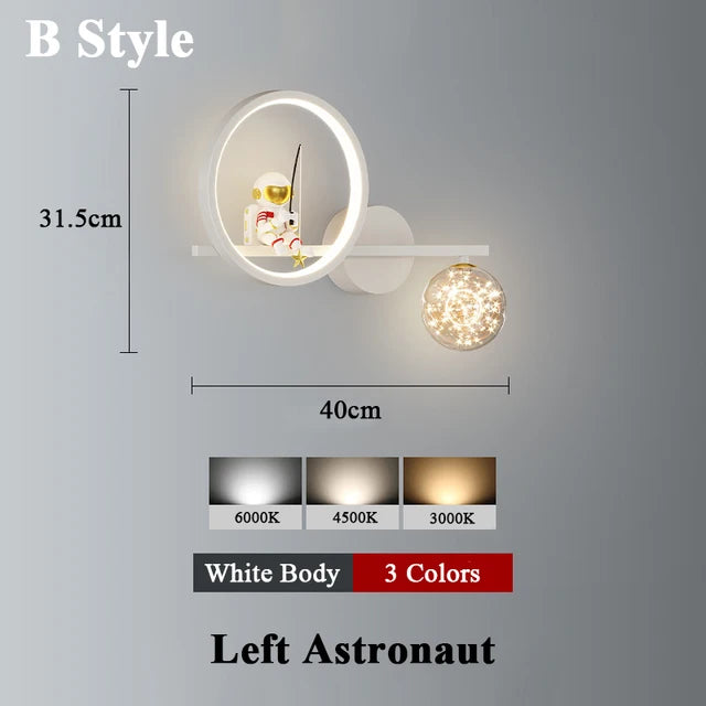 Moderne LED-Wandlampe im Weltraumstil für Kinderzimmer