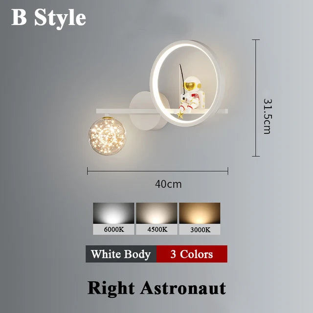 Moderne LED-Wandlampe im Weltraumstil für Kinderzimmer