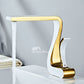 Poliertes Gold Badezimmer Waschbecken Armaturen Einhandbedienung Luxus Messing Weiß Modern Ein Loch