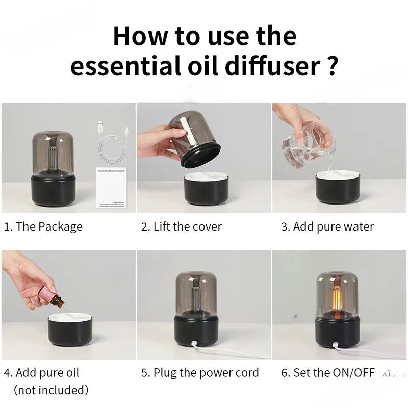 Tragbarer Mini-Aroma-Diffusor USB-Luftbefeuchter mit ätherischem Öl und Nachtlicht