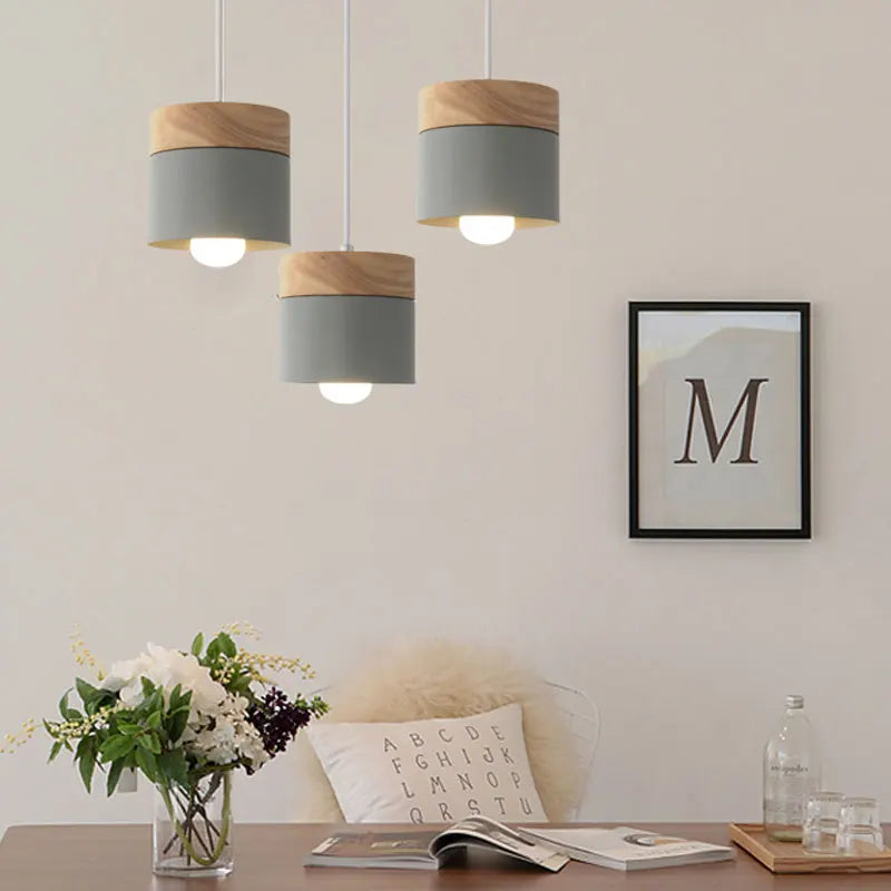 Nordic Minimalist LED Anhänger Licht Schmiedeeisen Holz Kronleuchter Moderne Hängelampe Wohnkultur Glanz für Esszimmer Küche