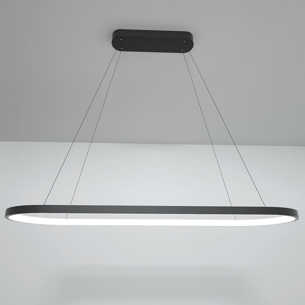 LED Oval Modern Schwarze Pendelleuchte mit Fernbedienung Kunstvolle Pendelleuchte