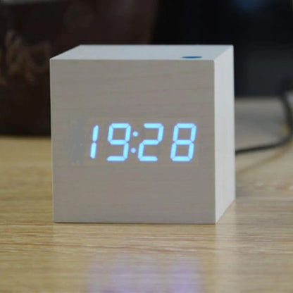 Weiß-blau Cube Digital Tischuhr