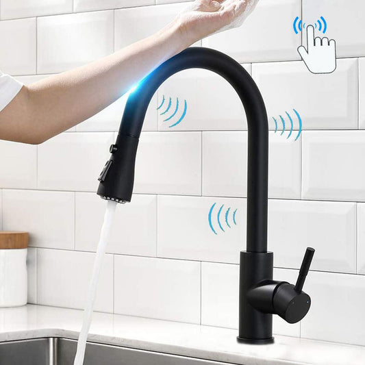 Schwarzer Sensor Touch Küchenarmatur Sink Pull Down Sprayer
