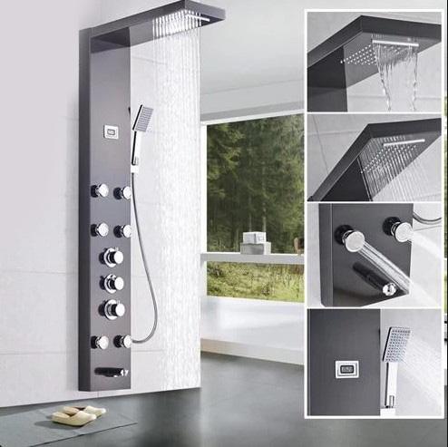 Index Bath Edelstahl-Duschpaneel und Jet-Regen-Dusche mit Thermostat-Mischbatterie