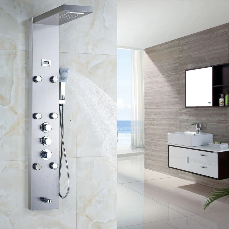 Index Bath Edelstahl-Duschpaneel und Jet-Regen-Dusche mit Thermostat-Mischbatterie